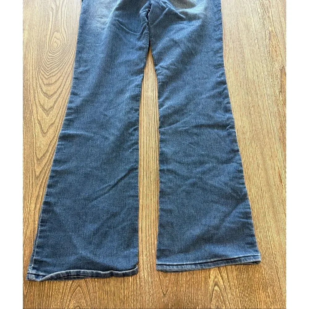 1822 Denim Womens Flare Jeans High Rise Cotton Blend Medium Wash Blue Size 6